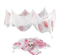 Tissu et effrayant, tissu de gaze effrayant et effrayant | Tissu pour accessoires avec empreintes de mains sanglantes d'Halloween | Grand tissu de fond pour intérieur et este