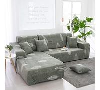 Tissu extensible de qualité supérieure Housse de canapé d'angle Imprimé élégant Housse de Canapé d'angle Convertible Antidérapant ajusté Forme de L Housse de Canapé pour Salon -7-3 places + 3 places