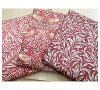 Tissu Fat Quarter - William Morris rouge pourpre - Imprimé oiseau floral