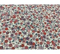 Tissu floral Liberty, tissus à fleurs, rouges et verts, tissus en coton, tissus pour enfants, tissus pour travaux manuels et travaux manuels, tissus au mètre, 1 m x 140 cm