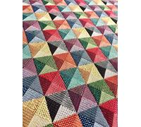 Tissu Gobelin carré tissé en losange pour rideaux d'ameublement - 140 cm de large - Grand tissage carré jacquard (vendu au mètre)