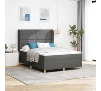 Tissu gris foncé robuste Tête de lit réglable Modèle 81.89 160 x 200 cm | Lit à ressorts avec matelas gris foncé 90x190 cm, sommier bois robuste, tête de lit réglable, ensemble literie complet