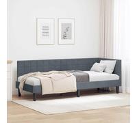 Tissu haut de gamme design angle multifonction 80 x 200 cm Gris | Cadre de lit d'angle Velours Gris foncé 80x200 cm, canapé d'appoint avec tête de lit réversible, Cadre à lattes pour petit