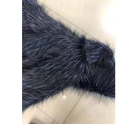 Tissu imitation plumes de paon de luxe, fausse fourrure lisse de 60 mm, for bricolage, vêtements, décoration de la maison, châle, écharpe, couverture, canapé, cosplay, 160 x 50 cm(Navy Blue)