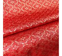 Tissu Jacquard En Brocart De Soie Damassé,Veine Florale Vintage Pour Coudre Manteau,Rideau,Nappe,Coussin De Canapé Et Jupe,Vêtements - Type Rouge-50cm X 75cm