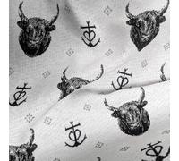 Tissu Jacquard Polyester et Coton 232 g/m² Collection Taureau Blanc et Noir