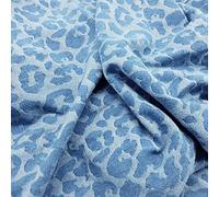Tissu jean pour couture Imprimé léopard Tissu denim au mètre Tissus en coton jean lavé Jacquard tissu jean pour couture 150 cm De Large Pour la couture, le bricolage, la décoration i(Color:bleu clair)