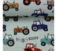 Tissu jersey de coton THEO - Tracteurs et tracteurs - 3 couleurs - Certifié Ökotex - Coupons de 0,5 m ou 1,0 m (menthe, 0,5 m)