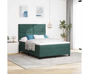 Tissu LED intégré Moderne Tête de lit Lumineuse Vertical 140 x 200 cm Vert | Lit à ressort LED avec matelas Vert foncé 140 x 200 cm tissu têtière réglable RGB double sommier