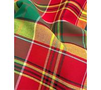 Tissu Madras Antillais Rouge Jaune Noir Guadeloupe - par 50cm