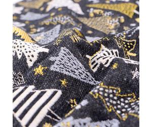 Tissu mixte tissé teint motif festif esprit noël CELEBRATION gris Graphite