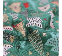 Tissu mixte tissé teint motif festif esprit noël CELEBRATION vert Epicea