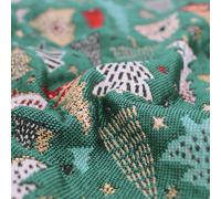 Tissu mixte tissé teint motif festif esprit noël CELEBRATION vert Epicea