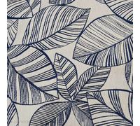 Tissu motif feuille coton jacquard MALIA bleu indigo