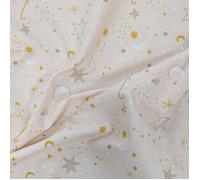 Tissu motif imprimé BERCEUSE percale pur coton beige nude