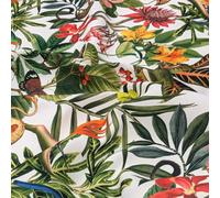 Tissu motif tropical BORA BORA outdoor synthétique blanc