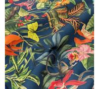 Tissu motif tropical BORA BORA outdoor synthétique noir pétrole