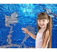 Tissu mural sensoriel à paillettes pour enfants, grand tissu graffiti sensoriel à paillettes pour tout-petits, coins apaisants, tissu réversible (1,6 m (45,7 x 124,5 cm), bleu saphir + argent