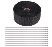 Tissu Noir De Bande D'enveloppe De Tuyau D'éChappement D'isolation Thermique éLevéE De 16ft Pour La Moto De Voiture