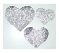 Tissu paillettes 3 Cœur Patch Thermocollant Uni Argent de transfert Hotfix Dance Robe T-shirt pour femme