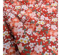 Tissu percale imprimée CHICHI pur coton motif floral rouge