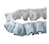 Tissu plissé en organza blanc et noir, 1,8 m, dentelle, volants, broderie, franges, ruban, couture, guipure, décoration, 4 cm de large(White)