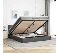 Tissu polyester avec matelas à ressorts ensachés rangement intégré Gris 160 | Cadre de lit ottoman avec matelas gris foncé 160x200cm tissu hydraulique rangement surmatelas