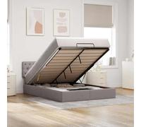 Tissu Polyester avec Matelas à Ressorts ensachés Style scandinave Moderne | Lit Ottoman avec Matelas LED Taupe 140x190 cm Tissu Rangement Hydraulique Ressorts Ensachés Surmatelas Épais Tête de Lit