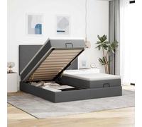 Tissu polyester avec rangement Ottoman Ressorts ensachés Gris 160x200 cm | Cadre de lit ottoman avec matelas gris foncé 160x200cm, literie avec rangement hydraulique, sommier tisse avec surmatelas,