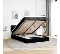 Tissu polyester avec ressorts ensachés rangement intégré 140x190 cm noir | Lit Ottoman avec Matelas 140x190 Noir Tissu Coffre Hydraulique Ressorts Ensachés Surmatelas