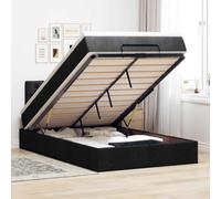 Tissu polyester doux avec matelas à ressorts ensachés rangement confortable | Lit Ottoman avec Matelas Noir 120x200 cm Tissu, Sommier à Ressorts Ensachés avec Rangement Hydraulique, Surmatelas Inclus,