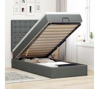 Tissu polyester doux avec matelas à ressorts ensachés rangement LED Gris | Lit Ottoman avec Matelas et LED Gris Fonce 80x200cm Tissu Rangements Espace Optimal