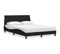 Tissu polyester doux avec matelas mousse Lit Hanko noir 120x200 cm