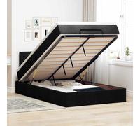 Tissu polyester doux avec rangement intégré matelas à ressorts ensachés | Lit Ottoman avec Matelas Noir 120x190 cm Tissu, Literie avec Rangement Hydraulique, Ressorts Ensachés et Surmatelas, Cadre