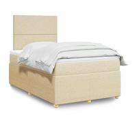 Tissu polyester doux matelas à ressorts ensachés Crème 120x200 cm | Sommier à lattes avec Matelas Ressorts Ensachés et Surmatelas Crème 120x200 Tissu LED