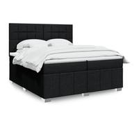 Tissu polyester doux matelas à ressorts ensachés noir 200x200 cm | Sommier à lattes avec matelas ressorts ensachés Noir 200x200 cm Tissu lit LED tête réglable