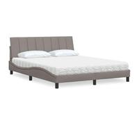 Tissu polyester doux matelas mousse chambre à coucher taupe 160x200 cm | Lit avec Matelas Hanko Taupe 160x200 cm Tissu Ensemble Literie Complet avec Tête de Lit et Sommier à Lattes pour Chambre
