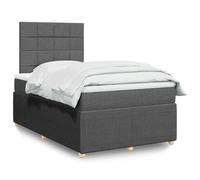 Tissu polyester doux matelas ressorts ensachés lit complet gris 120x200cm