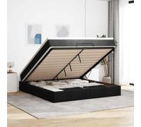 Tissu polyester doux rangement intégré ressorts ensachés 180x200 cm noir | Cadre de lit ottoman avec matelas noir 180x200 cm tissu, rangement hydraulique, ressorts ensachés, surmatelas 5 cm, literie