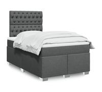 Tissu polyester doux Ressorts ensachés indépendants Sommier 120x190cm Gris | Sommier à lattes avec matelas à ressorts ensachés gris foncé 120x190cm, Tête de lit réglable, LED USB, Surmatelas lavable