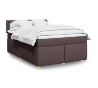 Tissu polyester doux Ressorts ensachés individuels Mince 160x200 cm Brun | Sommier à lattes lit avec matelas ressorts ensachés et LED Marron foncé 160x200 cm