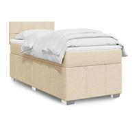 Tissu polyester doux Ressorts ensachés individuels Sommier 80x200 cm Crème | Sommier lattes lit avec matelas ressorts ensachés Crème 80x200 cm Tissu tête réglable