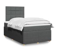 Tissu polyester doux Ressorts ensachés individuels Sommier gris 120x190cm | Sommier à lattes avec matelas gris foncé 120x190cm tissu LED tête réglable surmatelas