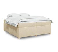 Tissu polyester doux ressorts ensachés Lit sommier Lit Crème 200x200 cm | Sommier lattes avec matelas ressorts ensachés Crème 200x200 cm Tissu réducteur mouvement