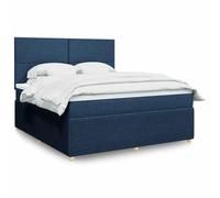 Tissu polyester doux ressorts ensachés literie complète Bleu 180x200 cm | Sommier à lattes avec matelas à ressorts ensachés et surmatelas Bleu 180x200 cm Tissu polyester Lit complet réglable