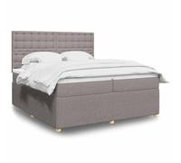 Tissu polyester doux ressorts ensachés Literie complète Taupe 200x200 cm | Sommier à lattes avec matelas à ressorts ensachés Taupe 200x200 cm Tissu avec tête de lit réglable et surmatelas
