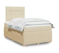 Tissu polyester doux ressorts ensachés literie confortable 120x190 cm crème | Sommier à lattes avec matelas ressorts ensachés et surmatelas crème 120x190 cm tissu literie complète