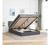 Tissu Polyester Matelas à Ressorts ensachés Design Moderne avec Rangement | Lit Ottoman avec Matelas et LED Gris Foncé 140x200 cm Tissu Tissu Premium Rangement Hydraulique Surmatelas LED RGB