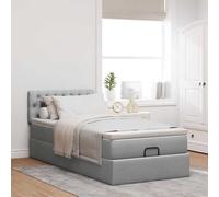 Tissu polyester matelas ressorts ensachés rangement gris 80x200 cm | Cadre de lit ottoman hydraulique avec matelas ressorts ensachés gris clair 80x200 cm, rangement intégré et surmatelas
