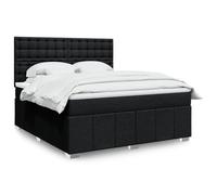 Tissu polyester matelassé ressorts ensachés Sommier à lattes réducteur de | Sommier à lattes avec matelas à ressorts ensachés Noir 180x200 cm Tissu Tête de lit réglable Surmatelas
